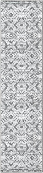 KILOCOCO Hallway Runner Rug 2'x8' Runners for Hallways Washable Runner Rug Non Slip Laundry Room Rugs Low-Pile Runners for Bedroom Kitchen Living Room Boho Rugs, Grey White