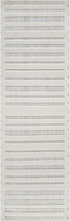 CAMILSON Modern Runner Rug 2x7 Luxury Striped Line Micro Loop Hallway Rugs Soft High-Low Pile Stain Resistant Easy to Clean Non-Shedding Durable Entryway Kitchen Indoor Area Carpet (White)