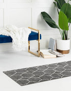 Unique Loom Trellis Frieze Collection Area Rug - Geometric (2' x 8' 8" Runner, Dark Gray/ Ivory)