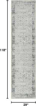 Morebes Vintage Hallway Runner Rug 2x10,Machine Washable Kitchen Runner Rugs Non Skid Washable,Soft Distressed Non-Shedding Carpet Runner for Entryway Foyer Bedside Playroom,Grey