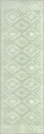 KILOCOCO Boho Kitchen Runner Rug 2x6 Washable Soft Runners for Hallways Non Slip Printed Distressed Laundry Room Rugs, Low-Pile Rugs for Entryway/Bedroom/Living Room, Grey Green