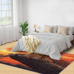 5x8 Sunrise Leopard Kids Rug - Sunset African Savanna Dining Room Rug, Wild Animal Area Rugs Indoor Modern Rugs for Bedroom Hardwood Floors Teen Room