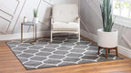 Rugs.com Lattice Frieze Collection Rug – 8' Square Dark Gray Medium Rug Perfect for Living Rooms, Kitchens, Entryways