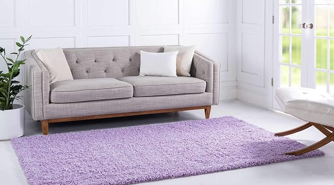 Unique Loom Solid Shag Collection Area Rug (3' 3" x 5' 3" Rectangle, Lilac)