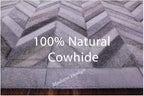 Modern Design Premium Cowhide Leather Carpet with Chevron Pattern, Area Rug (Natural Multi Grey, 9x15)