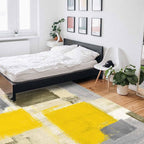 Yellow Rectangular Area Rugs for Living Room Bedroom 5 x 6.9 ft Abstract Paint Texture Modern Art Non-Shedding Soft Low Pile Rug Non Slip Washable Rug for Nursery Entryway Playroom