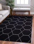 Unique Loom Trellis Frieze Collection Area Rug - Geometric (9' x 12' 2", Black/ Ivory)