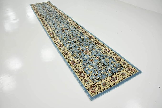 Unique Loom Sialk Hill Collection Area Rug - Washington (2' 11" x 16' 5" Runner Light Blue/Navy Blue)