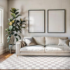 Beverly Rug Modern Geometric Area Rug 4x6 Low-High Pile Durable Soft Abstract Checkered Indoor Rugs for Living Dining Room Office Stain Resistant Non Shedding Casual Indoor Carpet Beige White 4 x 6