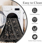 Area Rug Non Slip Machine Washable Ultra Soft Living Room/Bedroom/Kitchen/Outdoor/Classroom Black Grey, 10'×14'