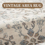 MontVoo-Vintage Area Rug 9X12 Beige Rugs for Living Room-Soft Distressed Printed Rugs for Bedroom-Non Slip Carpet-Machine Washable Rug for Dining Room Living Room Bedside Office