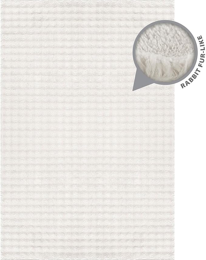 CAMILSON Modern White Non Slip Rug 4x6 Ultra Soft High Pile Area Rugs Non Skid Rubber Backing Durable & Easy to Clean Carpet for Living Room Bedroom Kids Room Indoor Use (4 x 6 White)