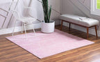 Unique Loom Trellis Frieze Collection Area Rug - Geometric (7' Square, Light Pink/ Ivory)