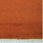 Rugsotic Carpets Hand Woven Flat Weave Kilim Wool ECO-Friendly Area Rugs - 3'x13', Runner Shape, Dark Orange Color, Solid Plain Design, Low Pile Handmade Rugs for Living Room, Bed Room (D00111)