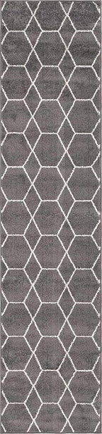 Unique Loom Trellis Frieze Collection Area Rug - Geometric (2' x 8' 8" Runner, Dark Gray/ Ivory)