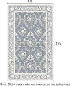 SOULFUL Medium Pile 3x5 Area Rug - Soft Underfoot Small Entryway Rug - Greige Boho Floral - Washable Non-Slip - Perfect for Living Room Bedroom Foot Kids Room Reading Nook