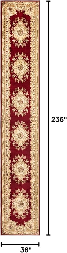 Rugs.com Chateau Collection Rug – 3' x 19' 8 Runner Red Medium Rug Perfect for Hallways, Entryways