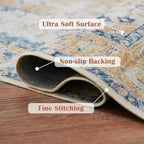 jinchan Area Rug 6x9 Washable Living Room Rug Vintage Indoor Large Floor Cover Distressed Lightweight Non-Slip Low Pile Thin Mat Accent Stain Resistant Carpet for Bedroom Dining Room Office Orange