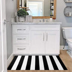 KOZYFLY Black and White Striped Runner Rug 2x4.3 Ft Washable Hallway Runner Rug Farmhouse Kitchen Hand Woven Cotton Indoor Outdoor Rug for Front Door Kitchen Hallway Bedroom Laundry Room