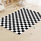 Checkered Rug 3x5 Washable Bedroom Rug Modern Indoor Non-Slip Black and White Checkered Kitchen Carpet for Dining Table Dorm Decor (Black and White, 3x5ft)