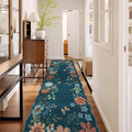 Lahome Floral Hallway Runner Rug Non Slip, 2'6''x10' Washable Runner Soft Ultra-Thin Soft Runners for Hallways, Kitchen Distressed Carpet for Entryway Bathroom(Navy Blue)