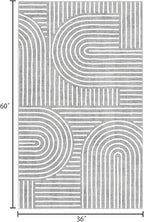 3x5 Washable Area Rug - Small Entryway Rug Non-Slip Grey Abstract Rainbow Kitchen Rugs Modern Boho Carpet Throw Rugs for Living Room Bedroom Bathroom Dorm Nursery Room Home Decor