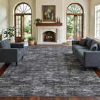 Garvee Bedroom Rugs 10x13 Office Rugs for Rolling Chairs Modern Solid Color Washable Rug with Non Slip Backing, Non Shedding Low Pile Neutral Carpet Stain Resistant Mats for Living Room, Dark Grey