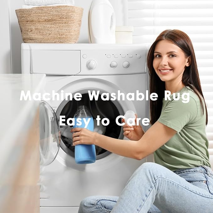 VK VK·LIVING Machine Washable Rug 5'x7' Vintage Design Washable Area Rugs with Non Slip Rugs for Living Room Bedroom Traditional Woven Carpet Stain Resistant, Dining Office Boho Rug (Bright)