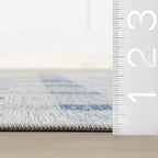 Dash & Albert Valen Plaid Blue Machine Washable Rug, 3 X 5 Feet, Blue/White Plaid Pattern