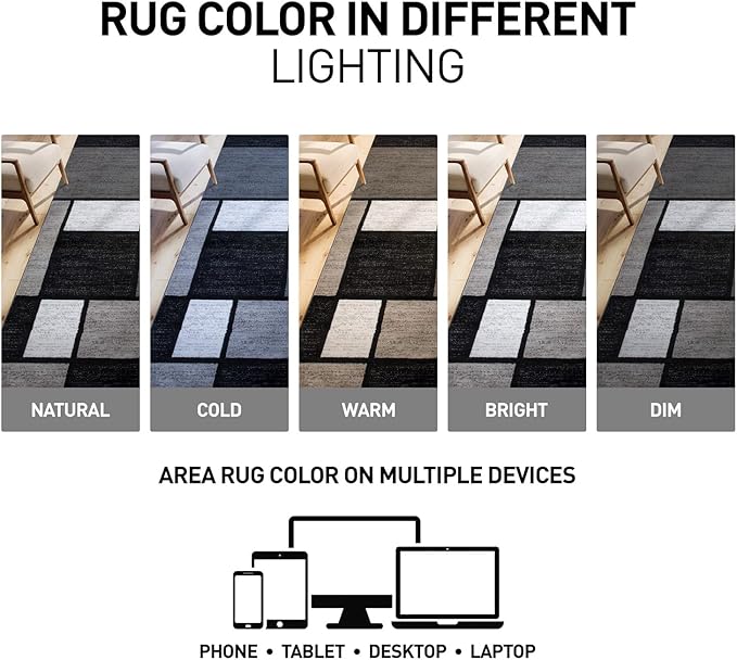 Rugshop Modern Geometric Gray Area Rug, Fade-Resistant Carpet for Large Living Room, Dining Room, or Open Space, 10' x 14'