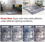 Keen Home Design Area Rugs - 2x3 Non-Shedding, Abstract Rugs for Kitchen, Living Room, Bedroom, Dining Room, Entryway - Size: 2' x 3', Navy/Grey/White