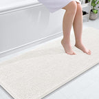 OLANLY Bathroom Rugs 59x24, Extra Soft Absorbent Chenille Bath Rugs, Rubber Backing Quick Dry, Machine Washable Bath Mats for Bathroom Floor, Tub and Shower, Home Decor Accessories, Ivory