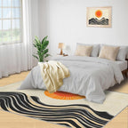Boho Sun Area Rugs 5x7ft, Watercolor Mountain Rugs for Living Room, Abstraction Deco Floor Rug Sturdy and Non-Shedding for Bedroom Hardwood Floors Teen Room