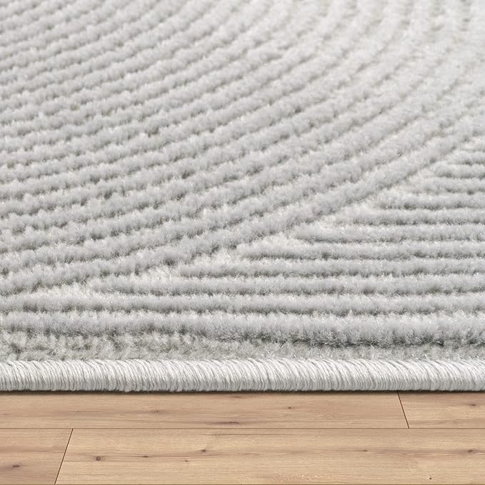 Paco Home Modern Area Rug with Minimalist Arched Lines in Neutral Grey, Size: 6'7" x 9'2"