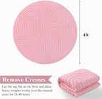Pauwer 4ft Washable Area Rugs for Living Room Modern Pink Solid Color Soft Fluffy Rugs for Bedroom Non Slip Boho Accent Indoor Mat Floor Carpet Cover for Kids Room Dining Room Kitchen Office, Pink