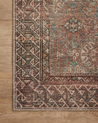Loloi Amber Lewis Billie Collection, Aqua & Rust 2'-6" x 7'-6" Area Rug – Antique & Distressed Accent Rugs for Living Room, Bedroom, Entryway & Hallway, No Shed High Traffic Area Home Decor Rug