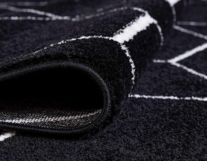 Unique Loom Trellis Frieze Collection Area Rug - Geometric (9' x 12' 2", Black/ Ivory)