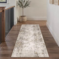 2x6 Washable Runner Rug Brown Grey Abstract Hallway Kitchen Throw Rug Neutral Modern Non Slip Soft Low Pile Carpet for Bathroom Laundry Bedroom Living Room