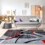 Persian-Rugs Luxe Weavers Victoria Collection 3895 Gray 7 ft x 10 ft Modern Abstract Geometric Stain Resistant Area Rug