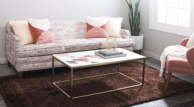 Unique Loom Solid Shag Collection Area Rug (6' 1" x 9' Rectangle, Chocolate Brown)