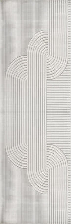 CAMILSON Modern Runner Rug 2x7 Luxury Swirl Curved Micro Loop Hallway Rugs Soft High-Low Pile Stain Resistant Easy to Clean Non-Shedding Durable Entryway Kitchen Indoor Area Carpet (White)