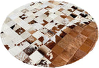 Handmade Pure Cowhide Round Leather Rug for Living Room Bedroom Rug (9X9)