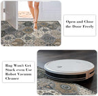 Lahome Moroccan Trellis Washable Circle Rug, Round Rug 5ft Soft Non-Slip, Non-Shedding Distressed Round Carpet for Bedroom Living Room Bathroom Nursery Kitchen, Grey