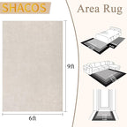 SHACOS Soft Cozy Fluffy Arch Pattern High-Low Pile Area Rugs 6'x9' Large Non Slip Washable Modern Geometric Rug Scandinavian Minimalist Carpet for Living Room Bedroom Dining Room, Beige