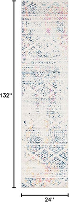 SAFAVIEH Tulum Collection Runner Rug - 2' x 11', Ivory & Blue, Moroccan Boho Tribal Design, Non-Shedding & Easy to Clean, Ideal for Living Room, Hallway, Foyer, Entryway, Bedroom (TUL272C)