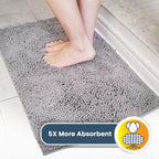 Muddy Mat® | Super Absorbent Door Mat Indoor, Microfiber Quick Dry Chenille Entryway Rug, Non-Slip Front Door Mat, Indoor Mats for Entryway, Machine Washable Pet Rug, Grey 3ft x 8ft