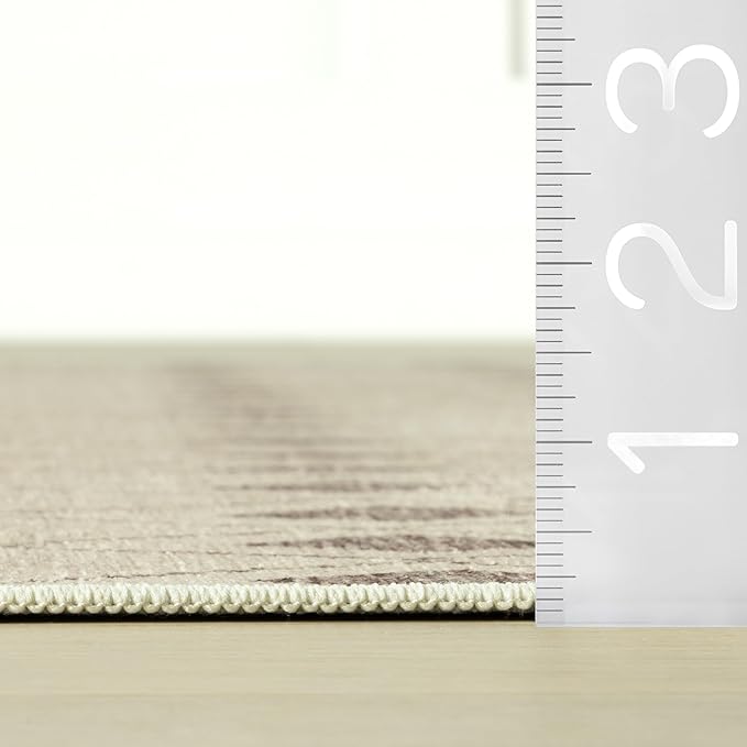 Dash & Albert Chandler Tan Machine Washable Rug, 3 X 5 Feet, Tan Geometric Pattern