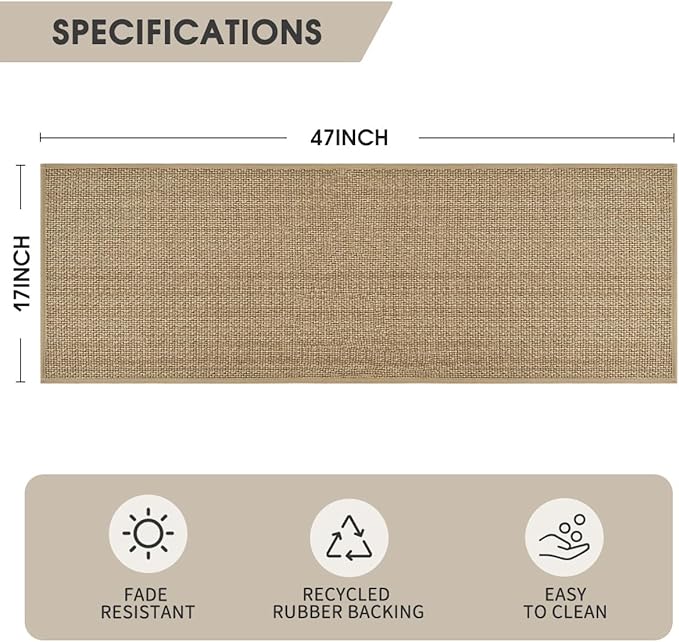 Artoid Mode Washable Non-Slip Rubber Backing Kitchen Rugs Doormat, Absorbent Kitchen Floor Mats in Front of Sink Kitchen Mats for Floor Home Decor 17x47 Inch