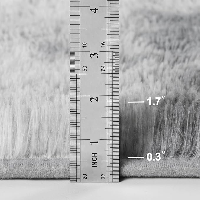 Large Shag Area Rugs 5 x 8, Tie-Dyed Plush Fuzzy Rugs for Living Room, Ultra Soft Fluffy Furry Rug for Bedroom, Indoor Carpet Nursery Rugs for Kids Room Home Decor, Light Grey