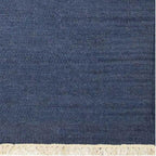 Rugsotic Carpets Hand Woven Flat Weave Kilim Wool ECO-Friendly Area Rugs - 10'x10', Square Shape, Blue Color, Solid Plain Design, Low Pile Handmade Area Rugs for Living Room, Bed Room (D00111)